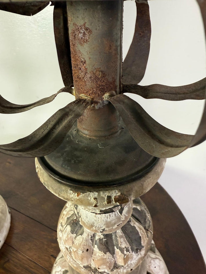 Pair of 19th Century Italian Lanterns with Carved and Painted Bases