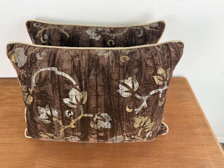 Pair of Custom Pillows in Nomi Stenciled Velvet