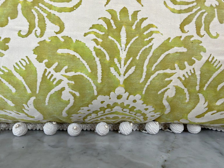 Pair of Mariano Fortuny Pillows - with Designer Pom-Pom Trim