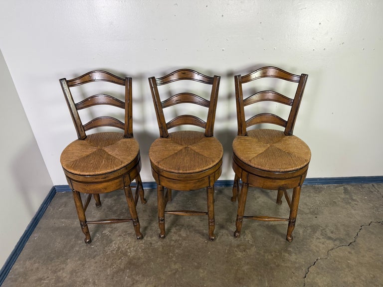 Set of Three French Ladder Back Bar Stools