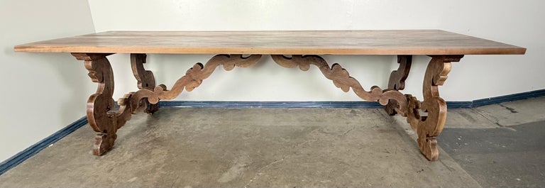 Spanish Revival Style Ten-Foot Dining Table in Solid Walnut