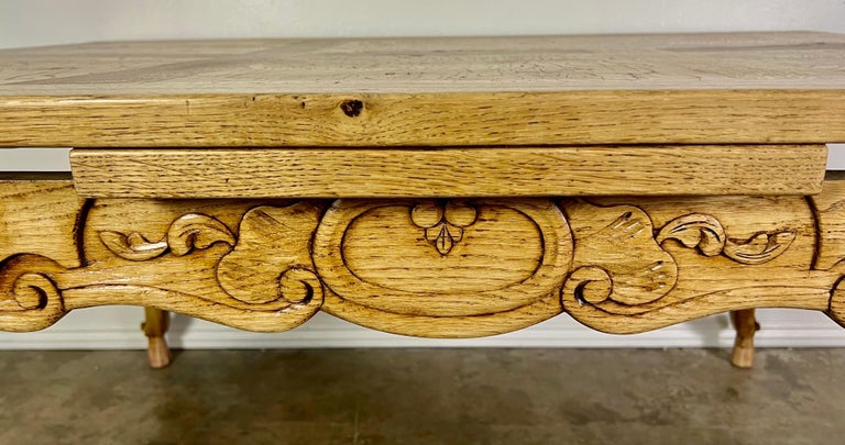 19th Century French White Oak & Burl Walnut Dining Table