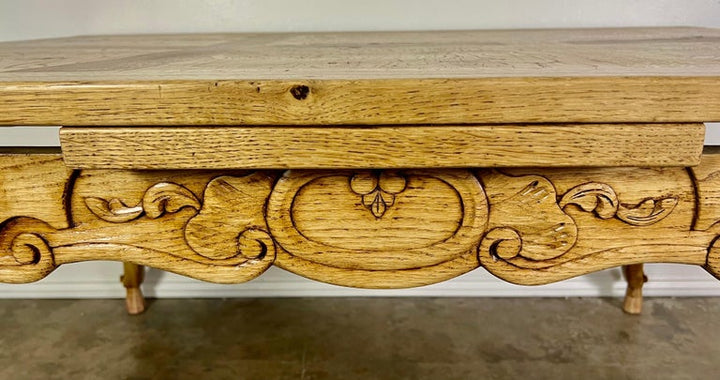 19th Century French White Oak & Burl Walnut Dining Table