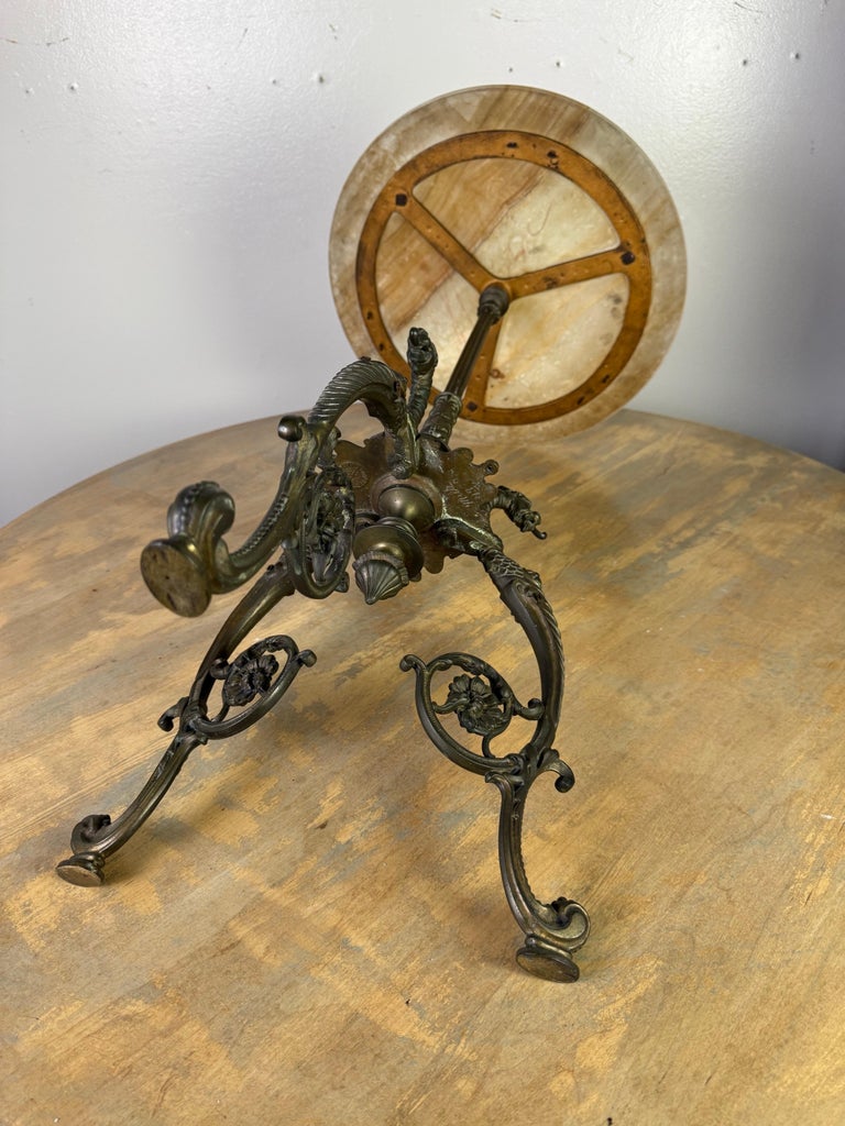 19th C. Bronze Table w/ Onyx Top