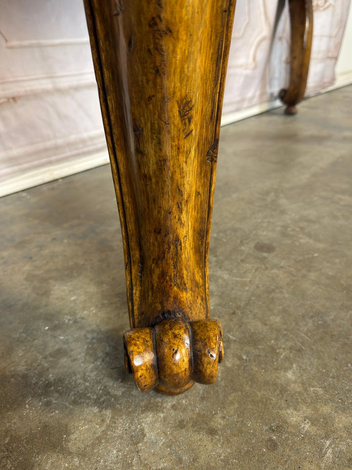Italian Rococo Style Hand- Carved Walnut Console Table