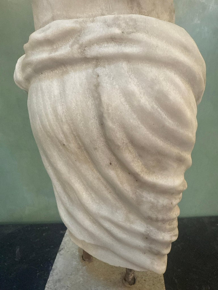 Classical Marble Male Torso Fragment on Custom Stone Base