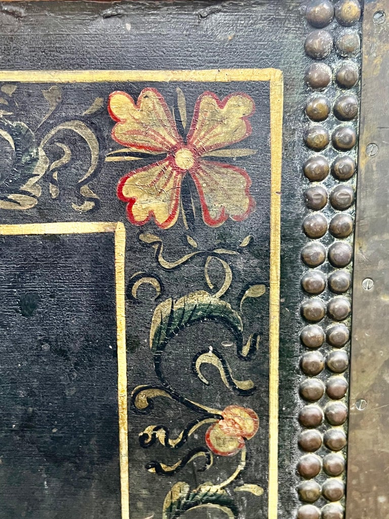 19th Century Hand Painted Leather Trunk