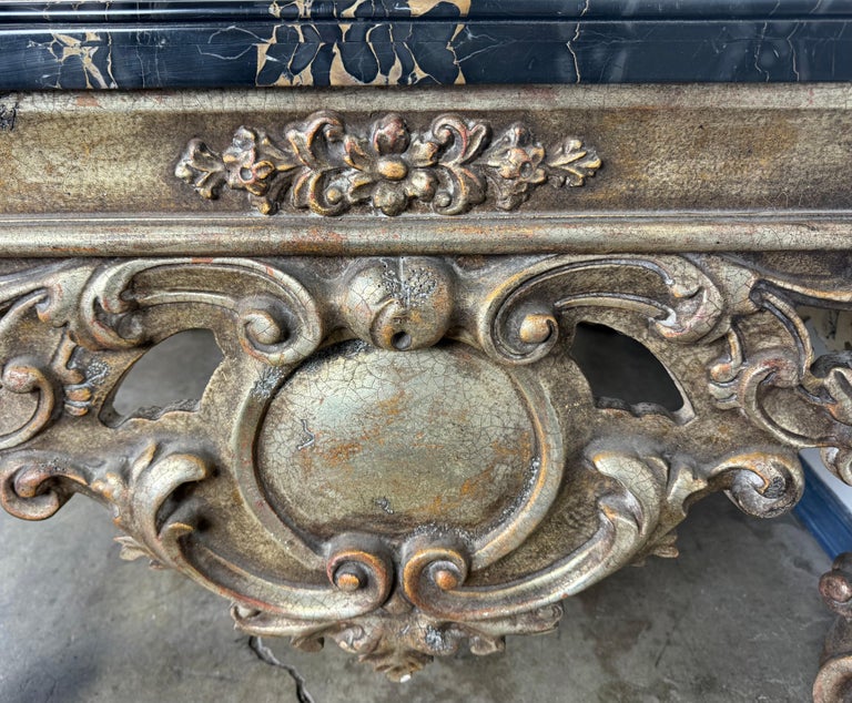 Giltwood and Ebonized Marble Coffee Table by Brustlin Workshop, Los Angeles