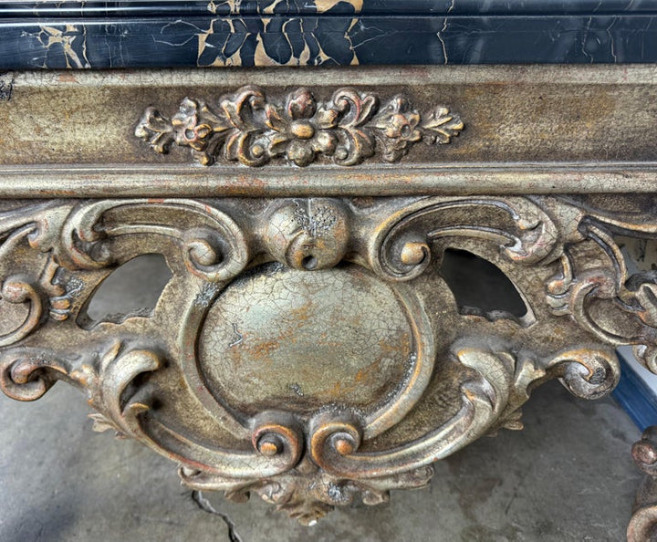 Giltwood and Ebonized Marble Coffee Table by Brustlin Workshop, Los Angeles