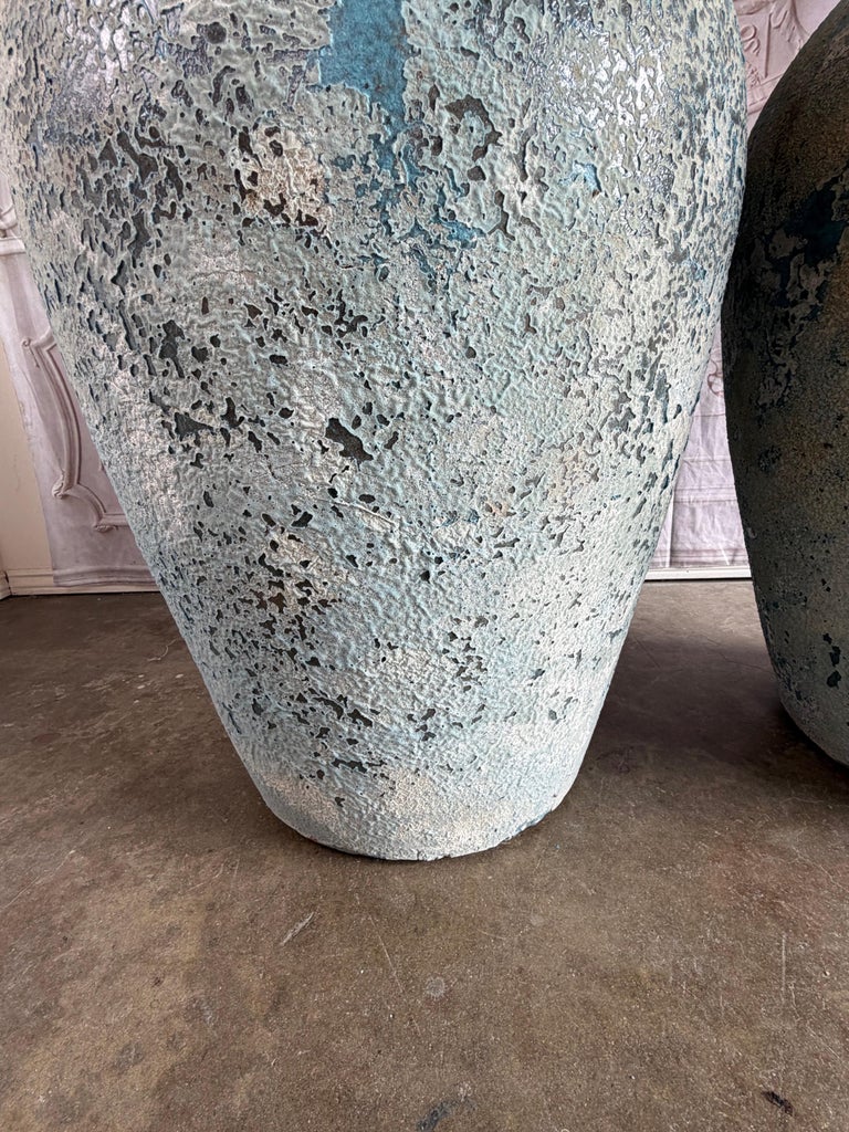 Terra cotta Blue Urns, Garden Elements, Elegant Design