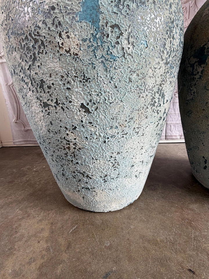 Terra cotta Blue Urns, Garden Elements, Elegant Design