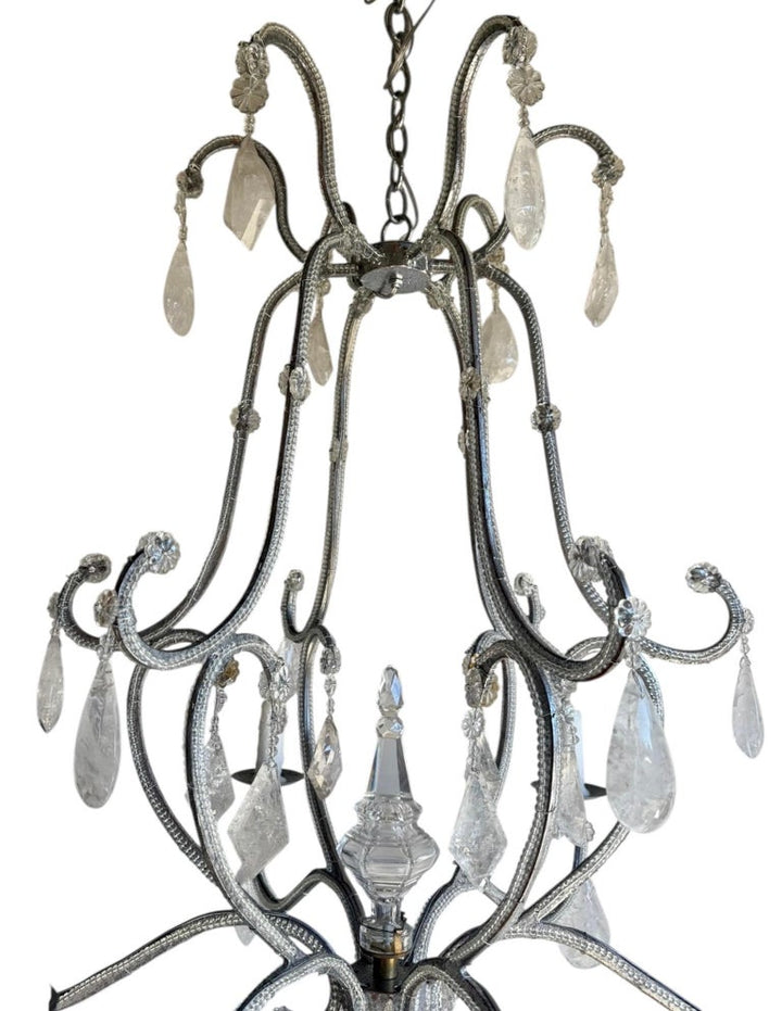 French Rock Crystal Silvered Chandelier