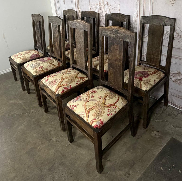 Set of 8 Rustic English Arts &amp; Crafts Dining Chairs