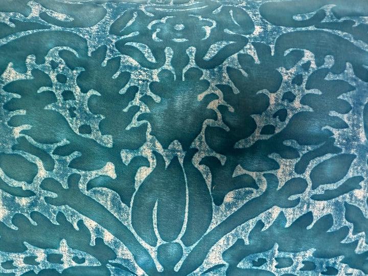 Pair of Teal Fortuny Style Decorative Pillows