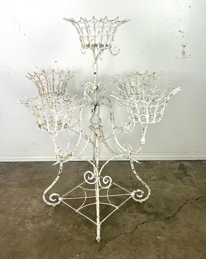 Vintage Painted Wrought Iron Plant Stand