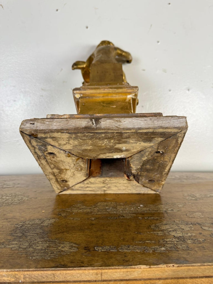 19th Century Italian Giltwood Cherub on Carved Plinth Base
