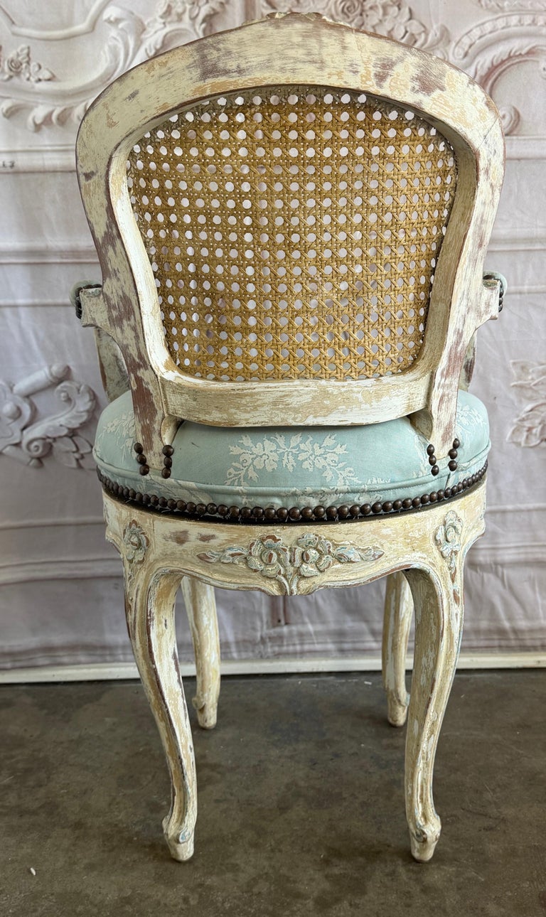 French Louis XV Fauteuil Vanity Chair, Beechwood, Circa 1880-1900