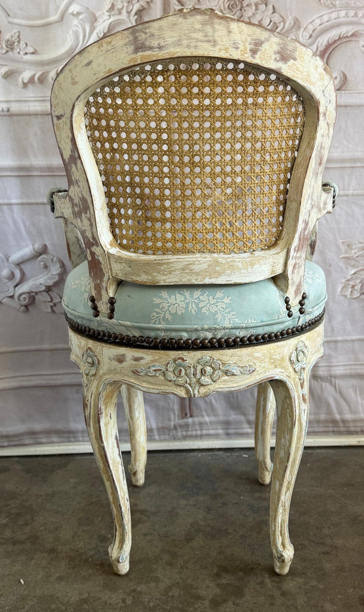 French Louis XV Fauteuil Vanity Chair, Beechwood, Circa 1880-1900