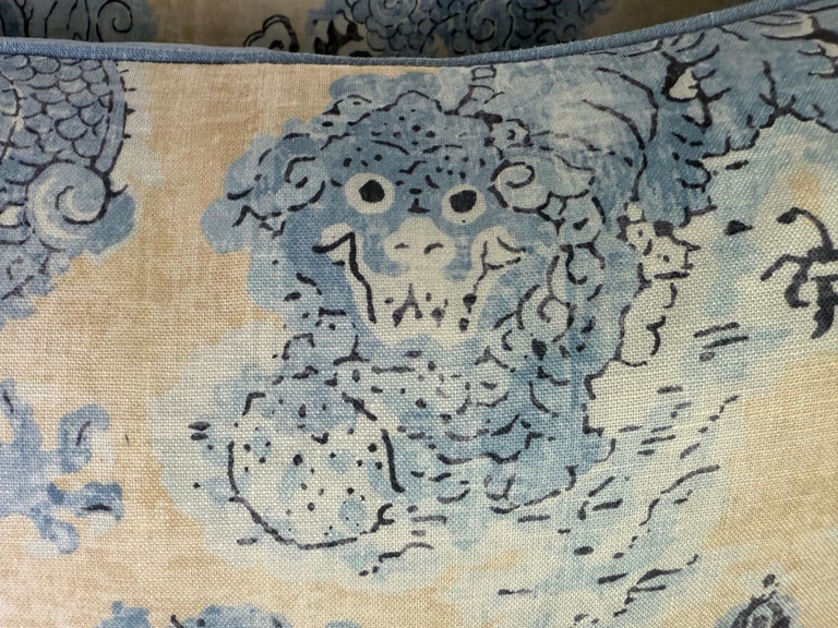 Pair of Custom Linen Dragon Pillows