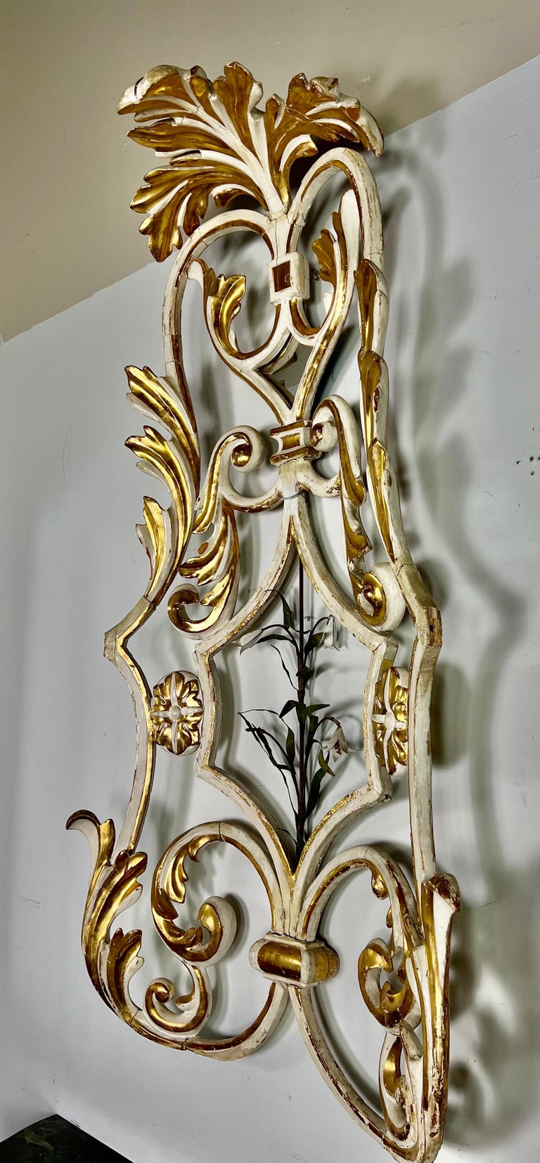 19th C. Italian Painted & Parcel Gilt Architectural Piece