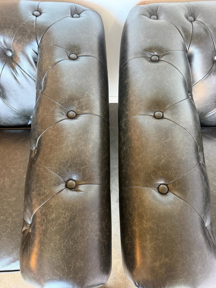 Pair of English CHesterfield Club Chairs- Tufted Armchairs