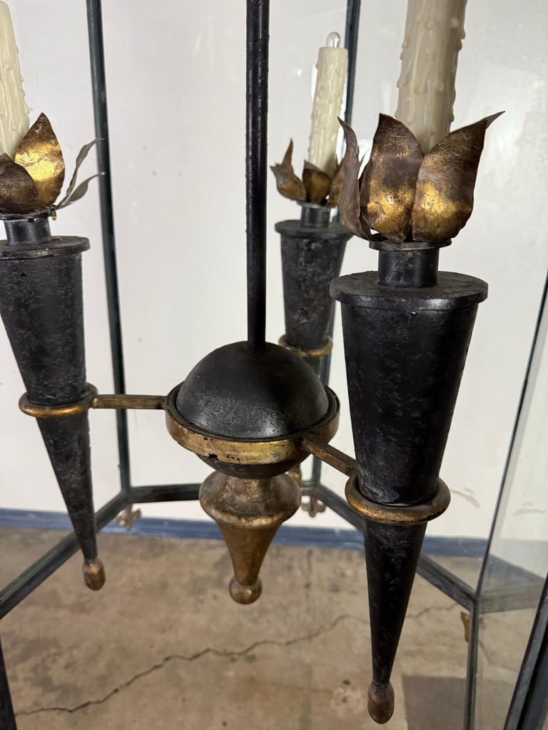 Antique Spanish Revival Hexagonal Crown Lantern-Pair Available