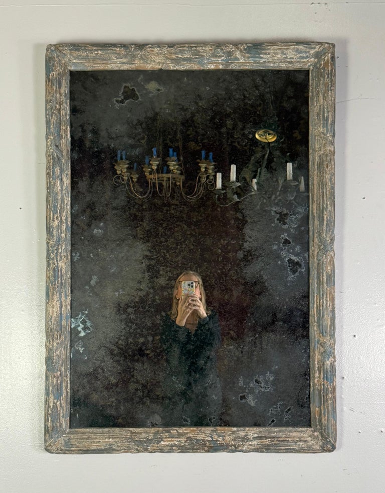 Mirror with Weathered Painted Frame, Early 20th Century
