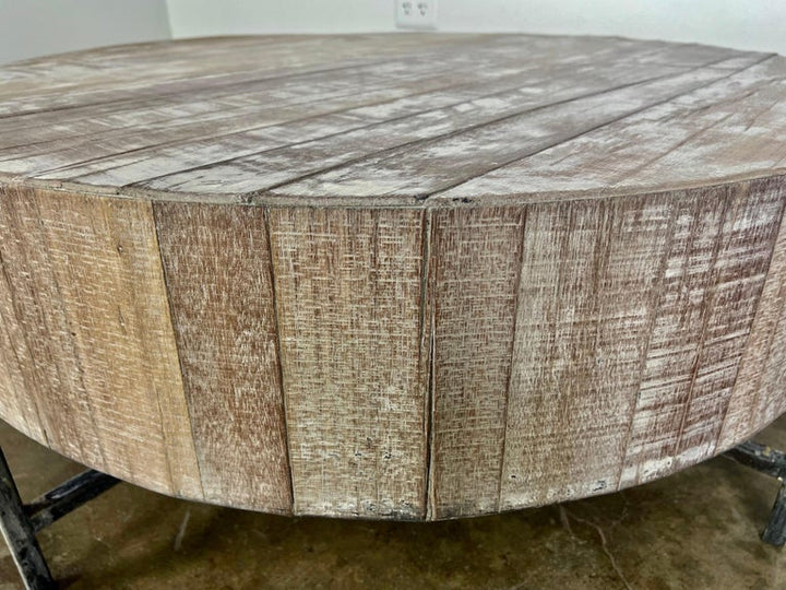 20th C. Round Coffee Table w/ Metal Legs