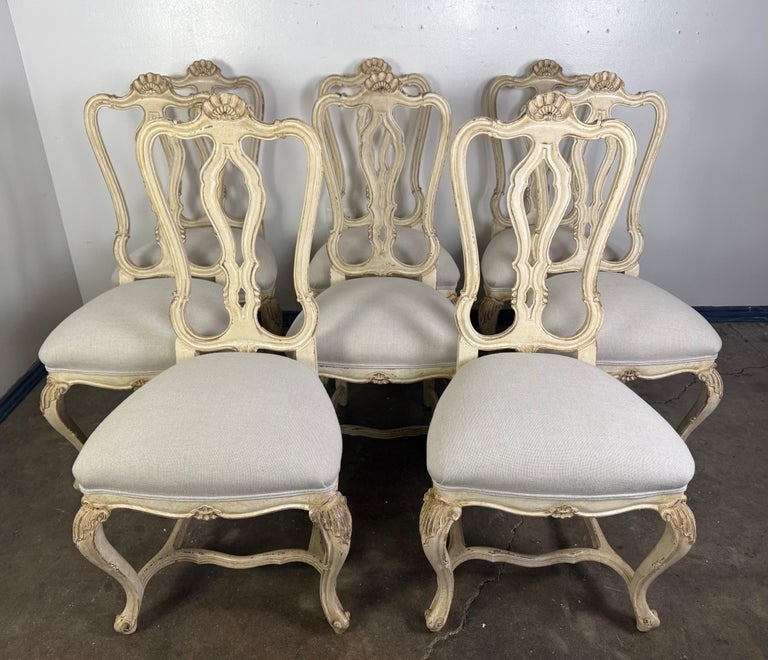 Set of Eight French Louis XV Style Dining Chairs