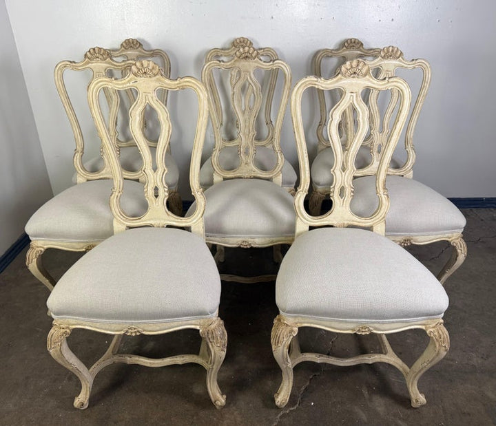 Set of Eight French Louis XV Style Dining Chairs