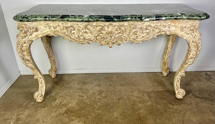 French Carved Louis XV Style Console with Marble Top