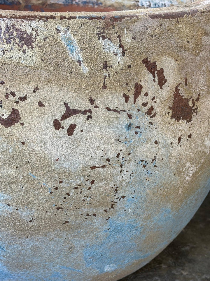 Pair of Monumental Low Bowl Terra Cotta Planters