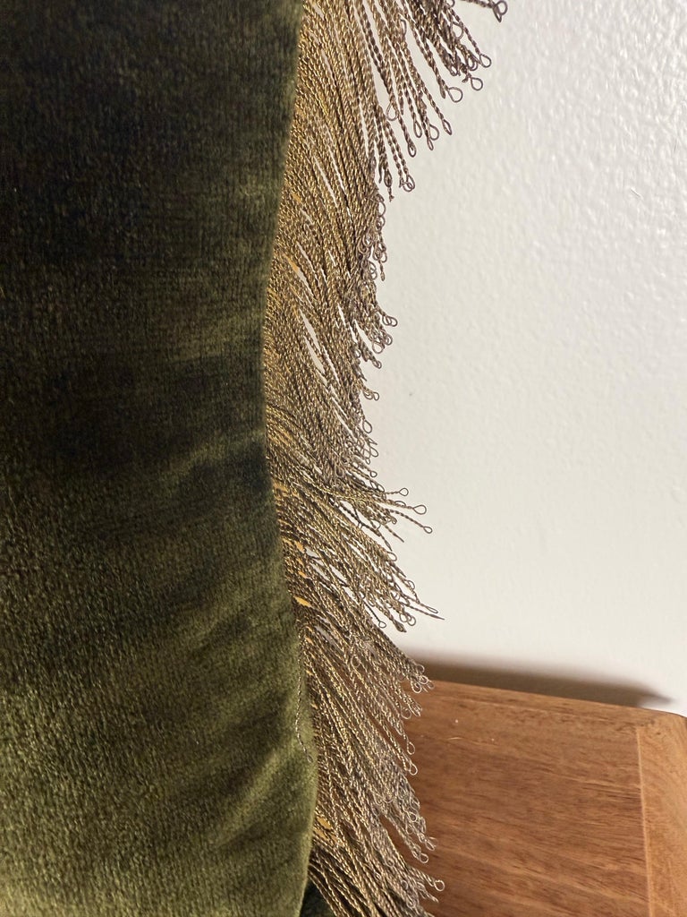 Pair of Custom Pillows with 19th-Century French Metallic Appliqués