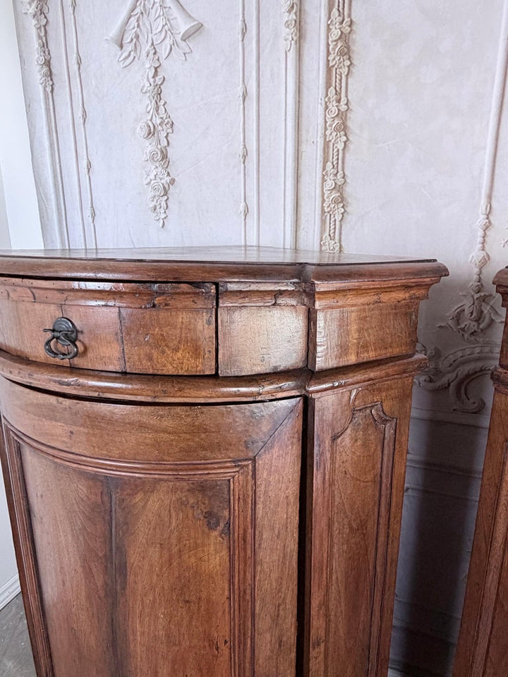 Pair of 18th Century Italian Walnut Corner Cabinets