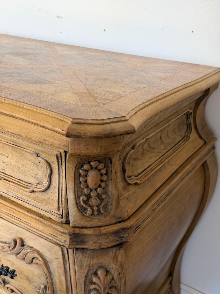 Antique French Louis XV Bombe Commode - Bleached Oak