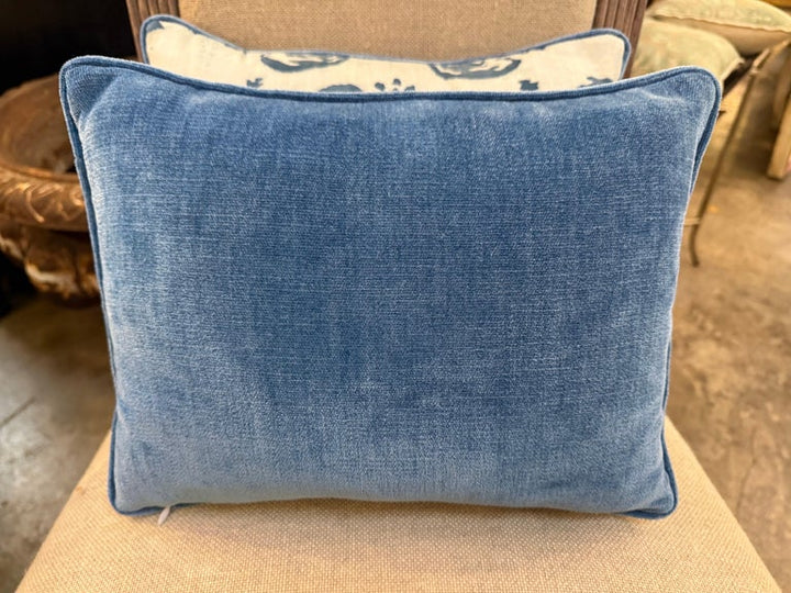 Pair of Authentic Fortuny Venetian Textile Pillows with Velvet Backs