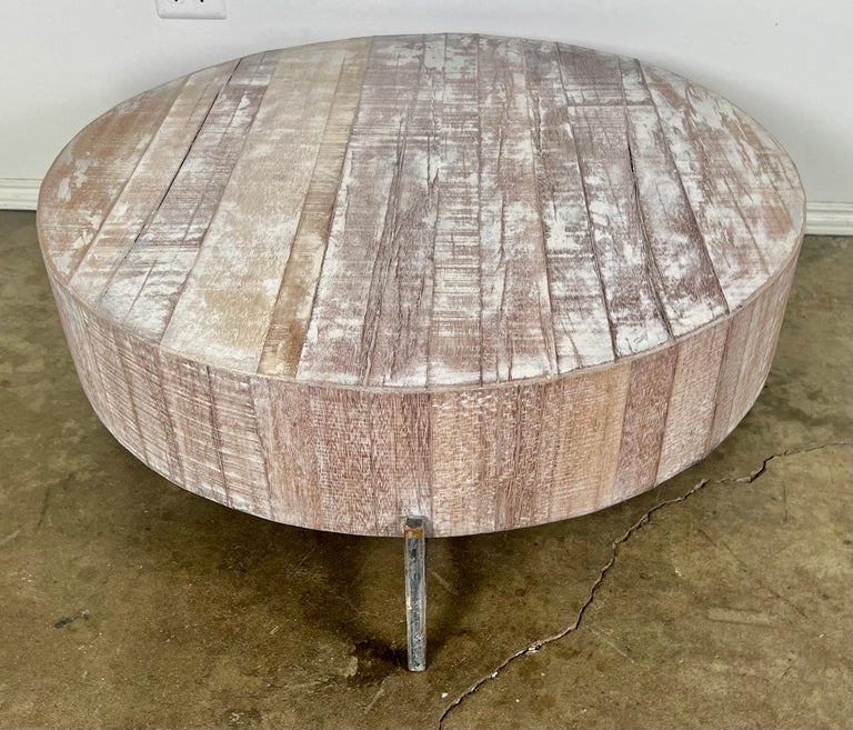 20th C. Round Coffee Table w/ Metal Legs