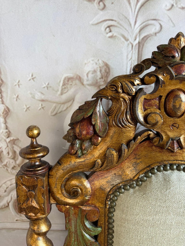 Set of 10 chairs Italian Renaissance Revival Polychrome Giltwood Dining Chairs