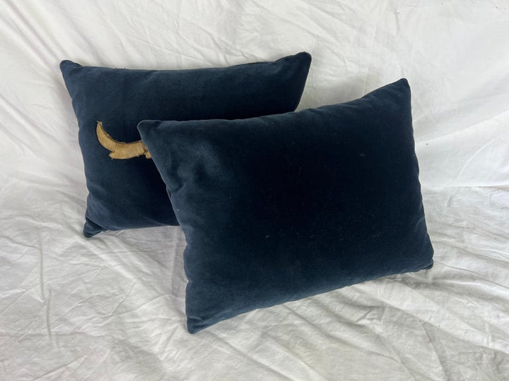 Pair of Custom Gold Metallic Appliqued Pillows by MLA