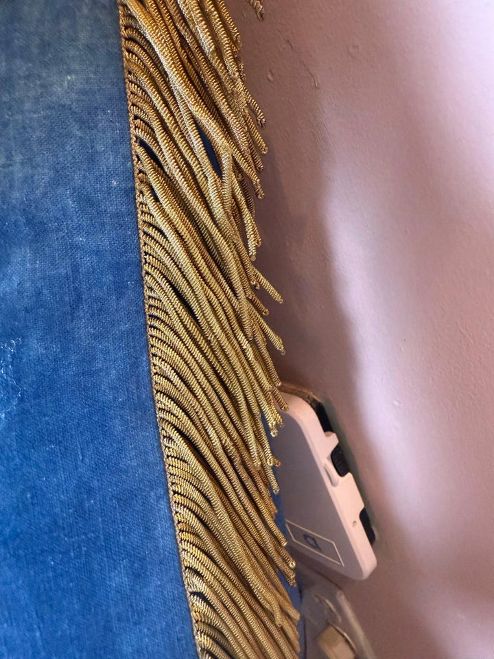 19th C. Metallic Applique Linen Pillow