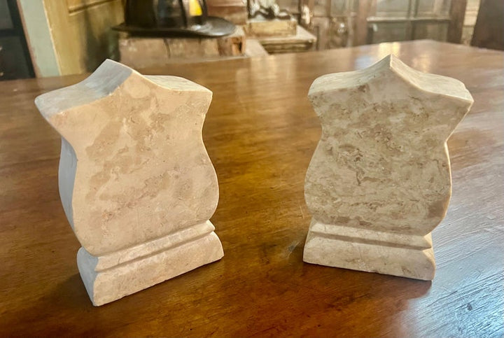 Pair of Travertine Bookends-Mid 20th Century