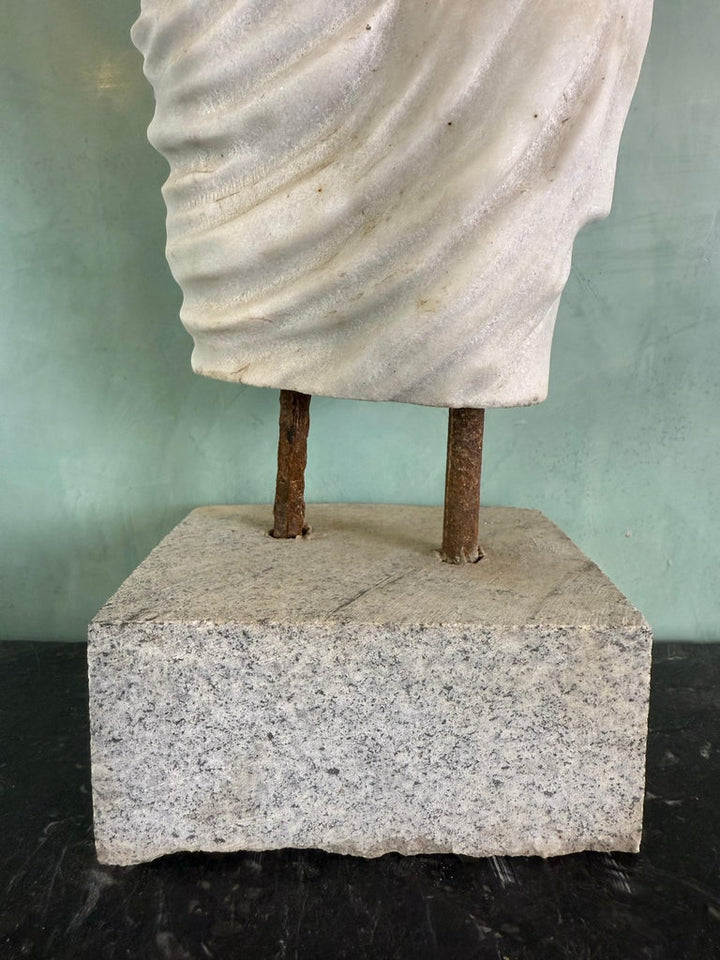 Classical Marble Male Torso Fragment on Custom Stone Base