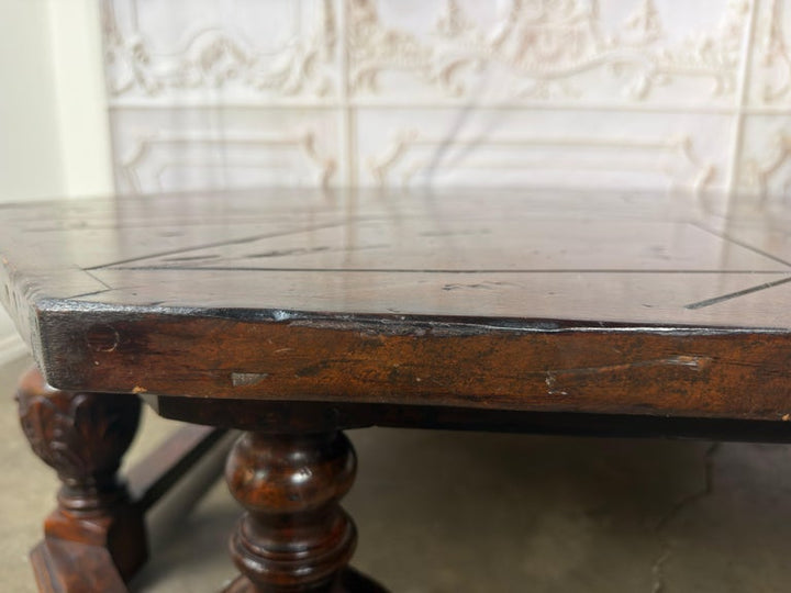 Monumental Octagonal Baroque Coffee Table with Parquetry Top