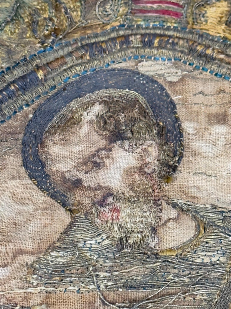 18th Century Italian Framed Embroidered Panel