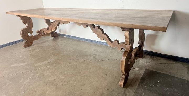 Spanish Revival Style Ten-Foot Dining Table in Solid Walnut