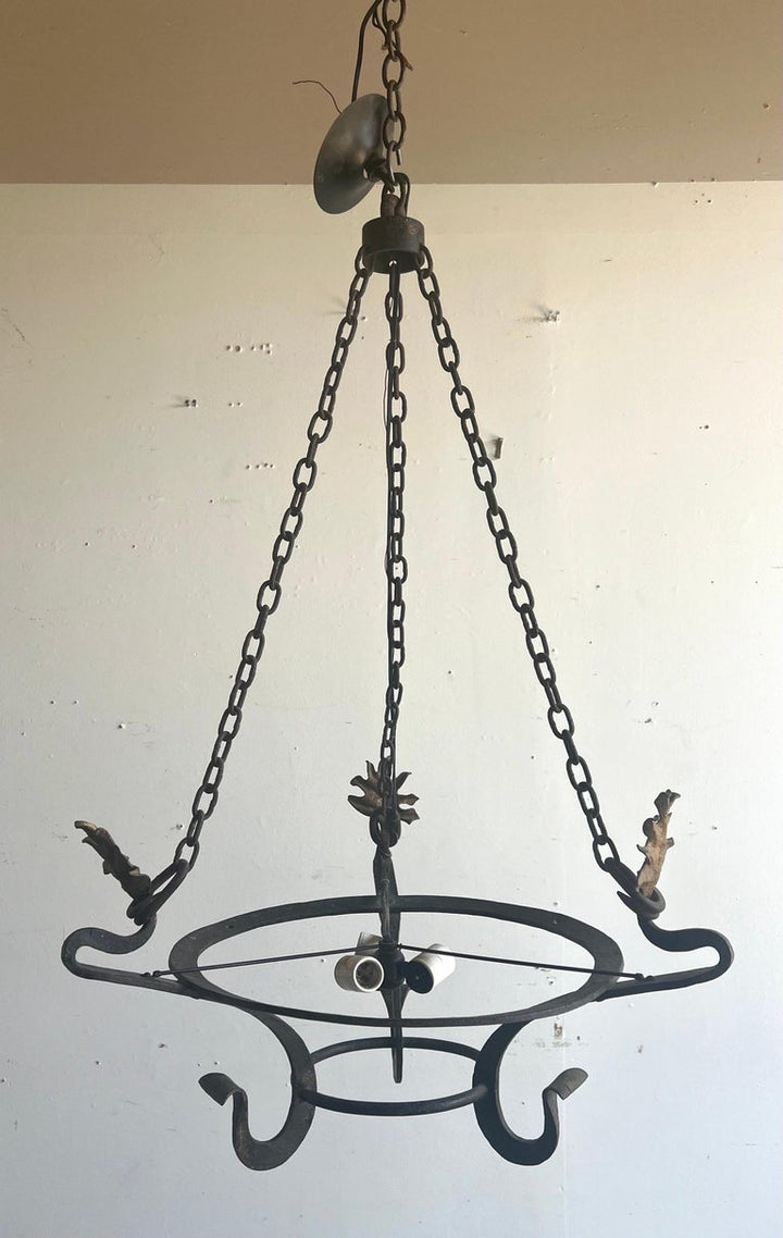 3-Light Spanish Style Wrought Iron Chandelier