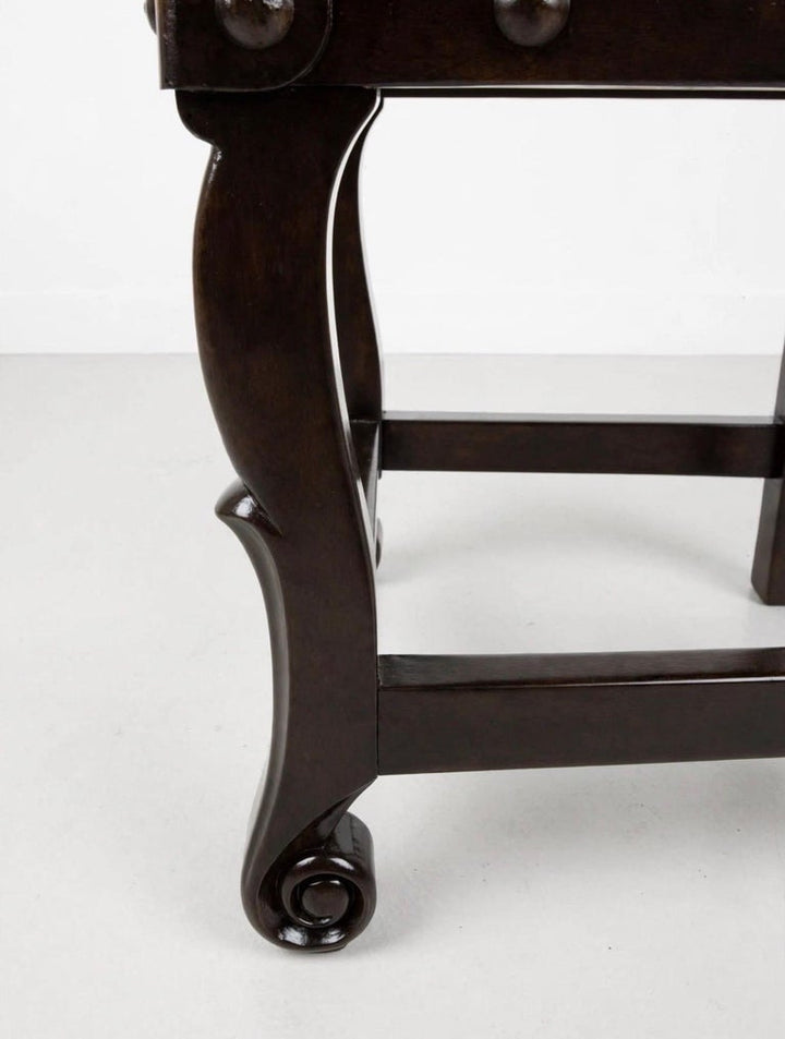 Set of 12 Monumental Spanish Colonial Revival Leather Dining Chairs