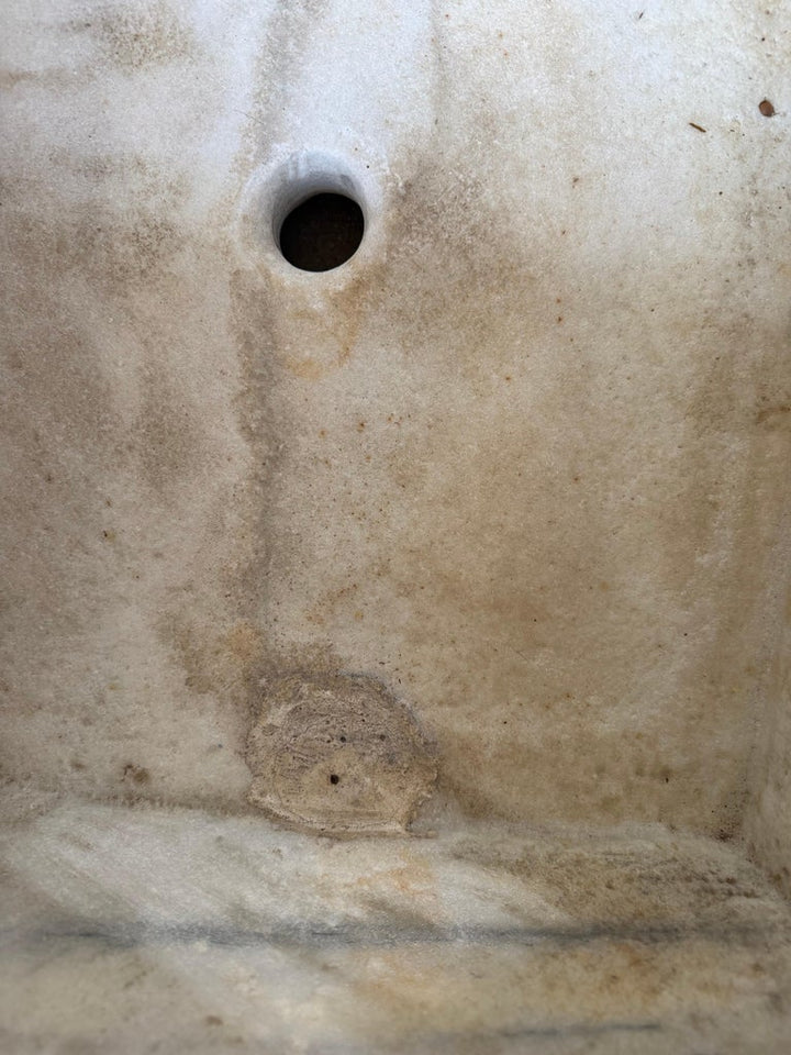 Antique Hand-Carved Stone Farmhouse Sink Basin with Rustic Architectural