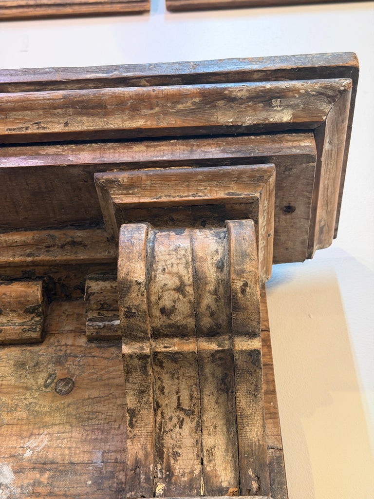 Neoclassical Pier Mirror, Distressed Wood, Circa 1880s