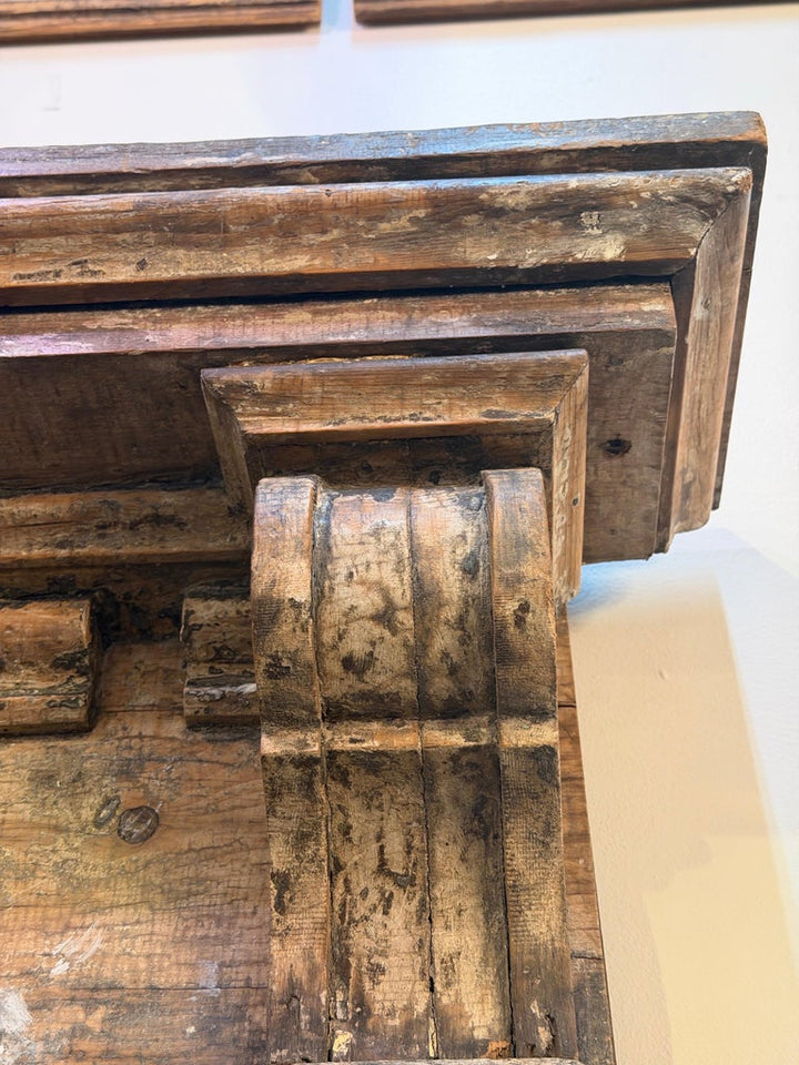 Neoclassical Pier Mirror, Distressed Wood, Circa 1880s